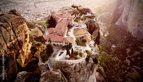Holy Trinity (Agia Triada) Monastery In Meteora, Greece via Drone