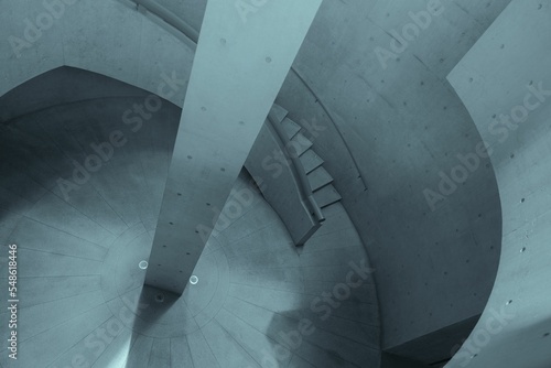 High-angle shot of gray staircases in the Kitaro Nishida Memorial museum photo