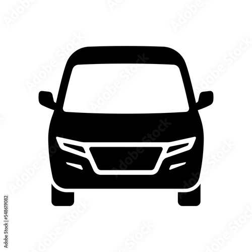 Minivan icon. Minibus, van, camper. Black silhouette. Front view. Vector simple flat graphic illustration. Isolated object on a white background. Isolate.