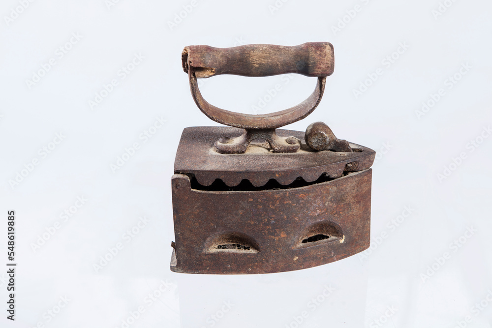 Old iron isolated on white background. High quality photo Old iron isolated on white background. High quality photo