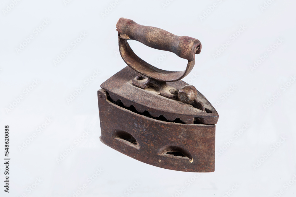 Old iron isolated on white background. High quality photo Old iron isolated on white background. High quality photo