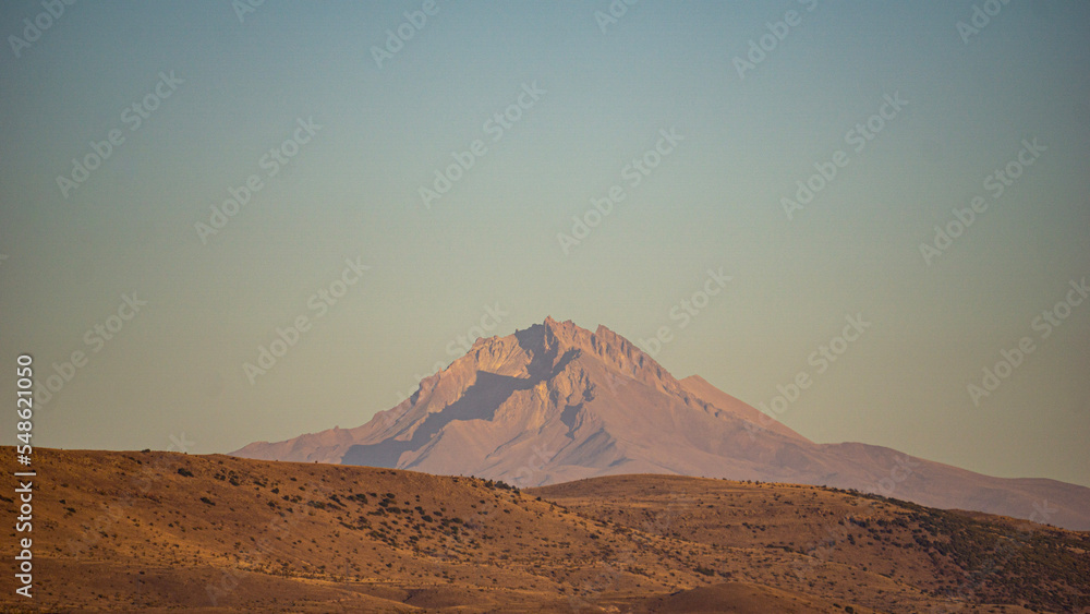 view on the volcano over desert