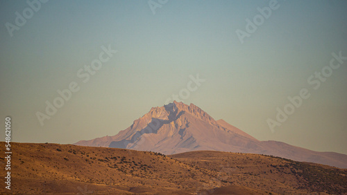 view on the volcano over desert