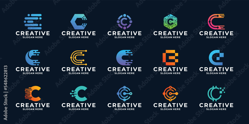 Initial letter S modern digital dot connection logo design for ...