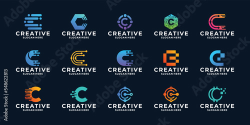 Initial letter S modern digital dot connection logo design for technology.