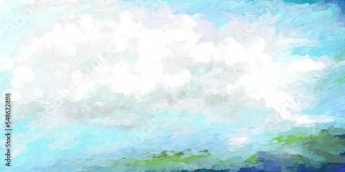 Impressionist Cloud Over Mountains Digital Painting/Illustration 