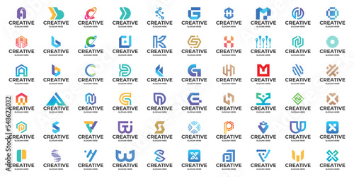 Mega collection abstract symbol letter a to z logo monogram.