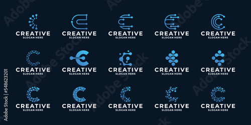 Initial letter A modern technology logo design inspiration.