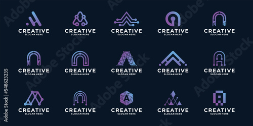 Initial letter N modern technology logo design inspiration.