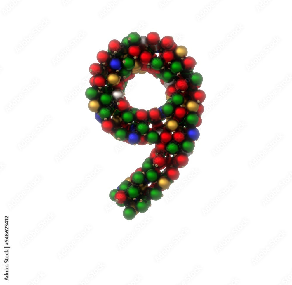 Holiday Ornament Font - Number 9 Holiday Ornament Font - Number 9