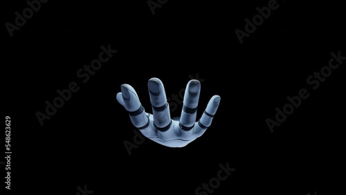 Robot Hand Opening. A Robot opening hand depicting AI for help. Alpha included.