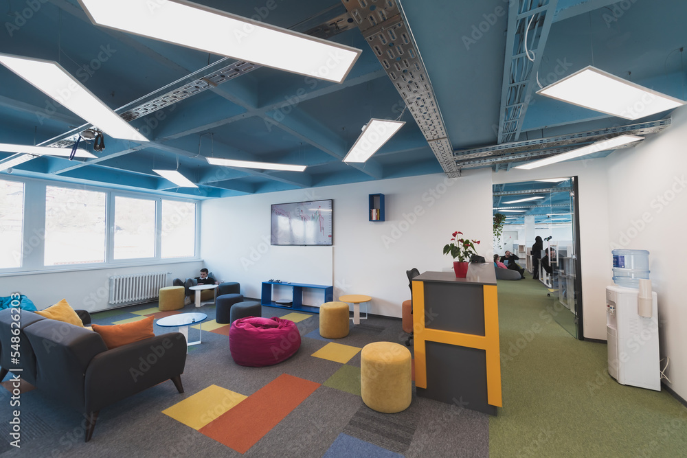 Photo of a modern office where programming, digital marketing and web design projects are done. Office with modern furniture and glass office Photo of a modern office where programming, digital marketing and web design projects are done. Office with modern furniture and glass office