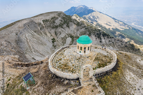 Mount Tomorr is situated within the Tomorr National Park with Shrine (tyrbe) of Abbas ibn Ali on the top in Summer, Albania