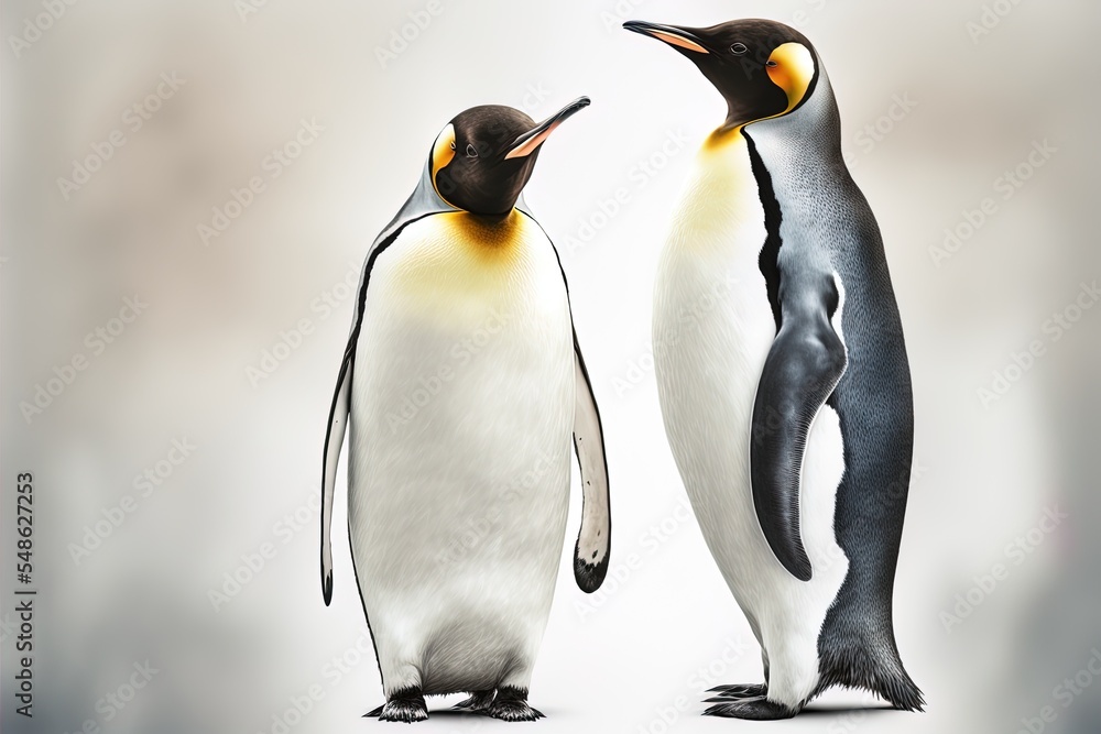Fototapeta premium Two Penguins On White