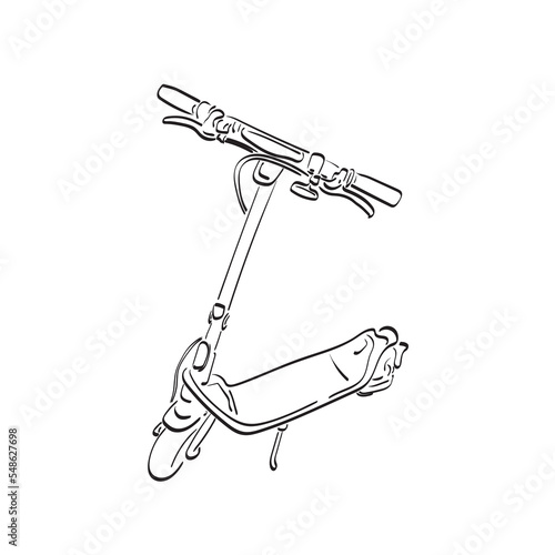 electric scooter illustration vector hand drawn isolated on white background line art.
