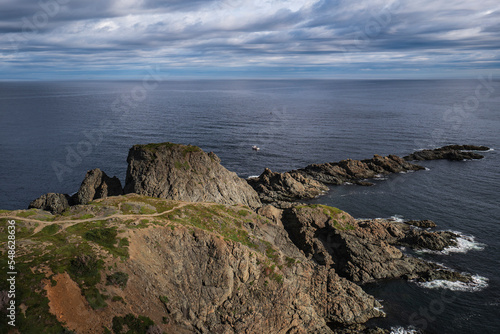 Canada, Labrador, Newfoundland, Twillingate, High angle view of rocky coast photo