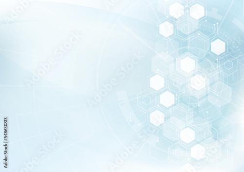 Abstract background hexagons design. Science futuristic energy technology. Hi-tech digital concept. Vector Illustration