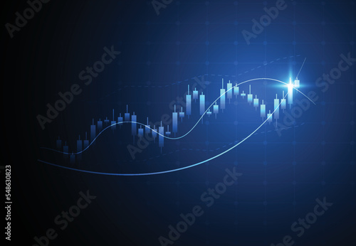 Business candle stick graph chart of stock market investment trading on white background design. Bullish point, Trend of graph. Vector illustration
