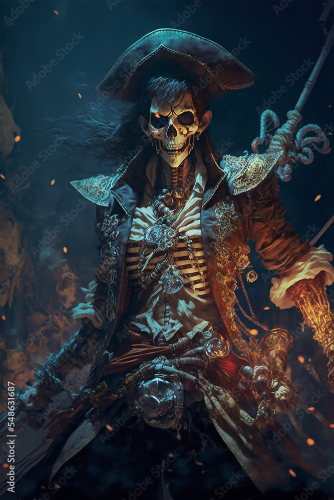 Pirate Skeleton Warrior Fantasy Skel Concept Art Character Art Skeleton Background Digital