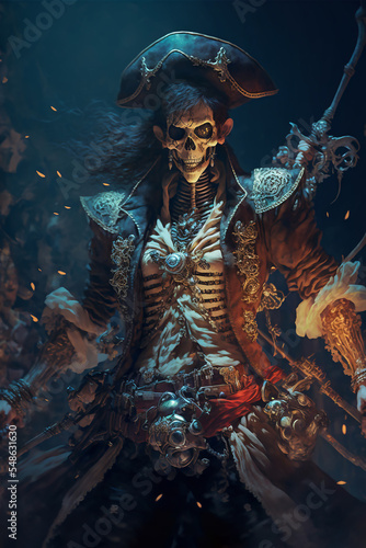 Pirate Skeleton Warrior  Fantasy Skel  Concept Art  Character Art  Skeleton Background  Digital Illustration