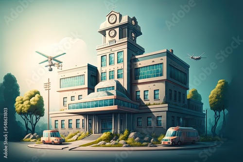 Hospital Building Concept Illustration