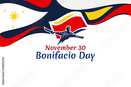 November 30, Happy Bonifacio Day vector illustration. Suitable for greeting card, poster and banner.
