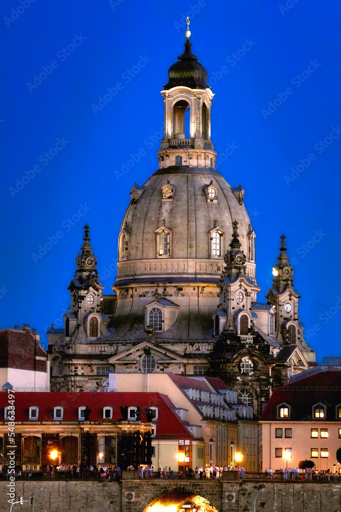 View to the Frauenkirche church in Dresden, Germany