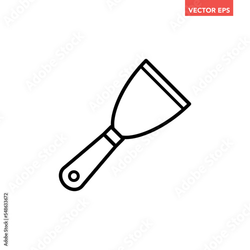 Black single scraper line icon, simple putty knife tool flat design pictogram, infographic vector for app logo web button ui ux interface elements isolated on white background