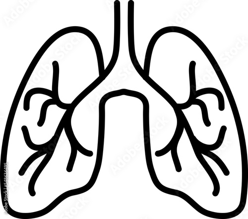 Human lungs outline icon on white background. Editable stroke on white background..eps