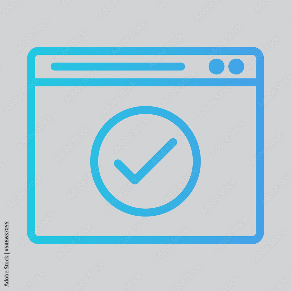 Approved icon in gradient style about browser, use for website mobile app presentation Approved icon in gradient style about browser, use for website mobile app presentation