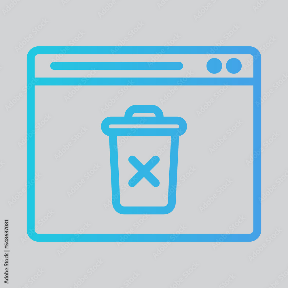 Delete icon in gradient style about browser, use for website mobile app presentation Delete icon in gradient style about browser, use for website mobile app presentation