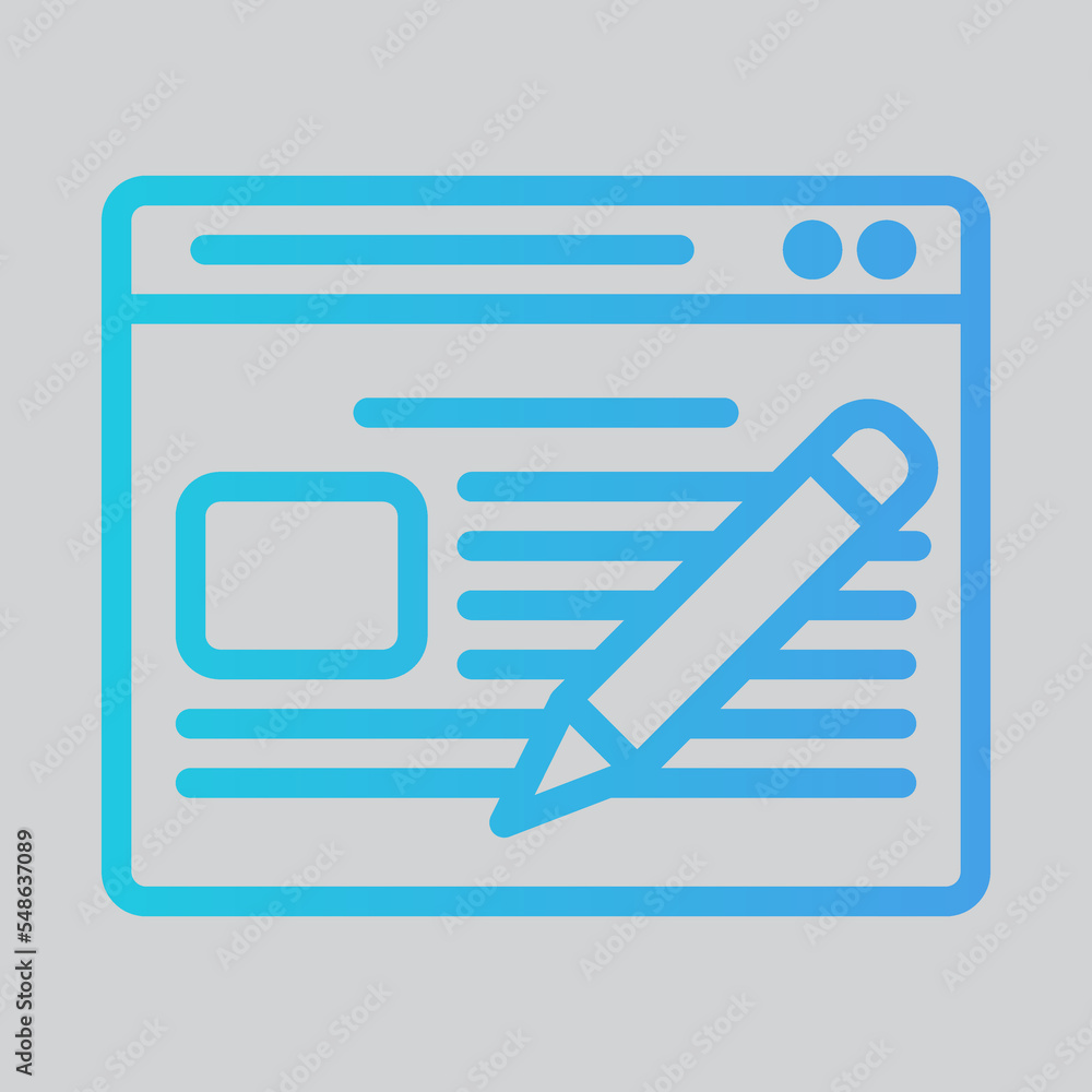 Blog icon in gradient style about browser, use for website mobile app presentation Blog icon in gradient style about browser, use for website mobile app presentation