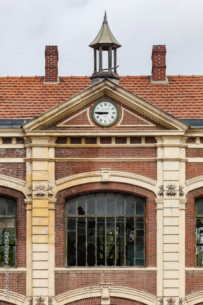 Fototapeta premium Evreux, Normandy, France: former Usine de Navarre, abandoned factory, risk of asbestos pollution, needs to be carefully cleaned-up, reclamation project in progress