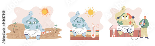 Climate change weather global greenhouse warming risks metaphor concept. Save planet. Compared planet with renewable eco resources consumption global warmings burning alternative. Environment Day