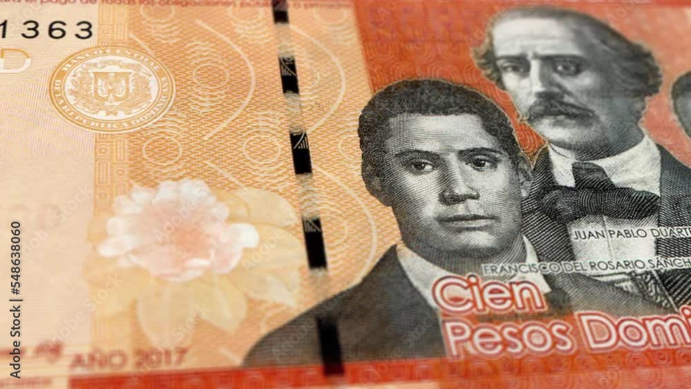 Video Stock Dominican Republic Dominican Peso 100 Banknotes, One