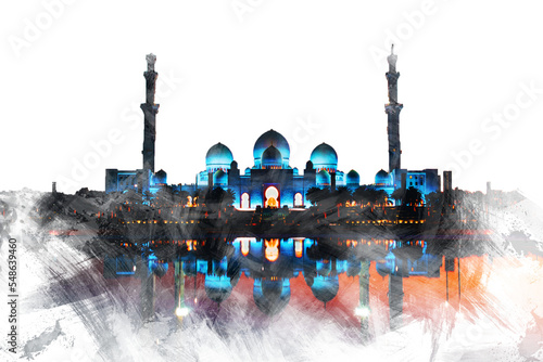 Photography Grand Mosque in Dubai - Panorama of Sheikh Zayed Grand Mosque in Abu Dhabi near