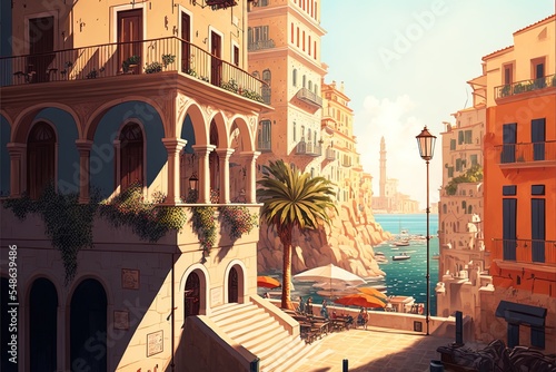 Illustration Of Mediterranean City