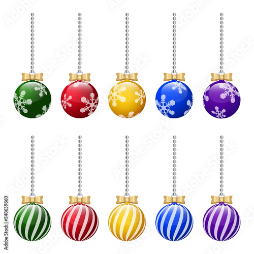 クリスマスオーナメント　リボン模様入り　シルバー