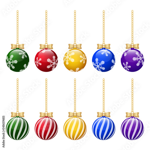 クリスマスオーナメント　　リボン模様入り　ゴールド