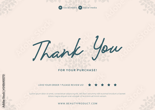A5 size thank you card print template with beauty aesthetic floral style decoration