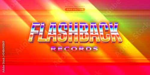 Flashback retro editable text effect style with vibrant theme concept for trendy flyer, poster and banner template promotion