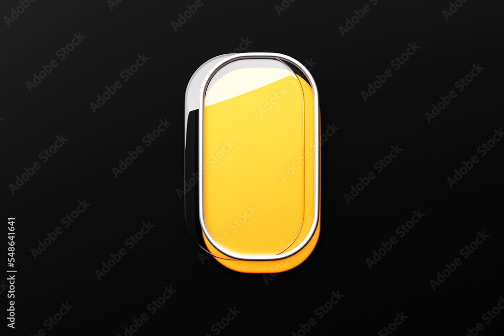 Obraz premium 3D illustration of bright yellow light frame on a black isolated background. Rectangle for design
