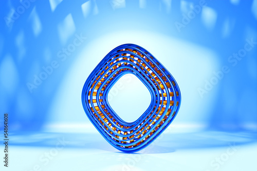 3D illustration of a   blue  luminous torus shape on  white isolated background photo
