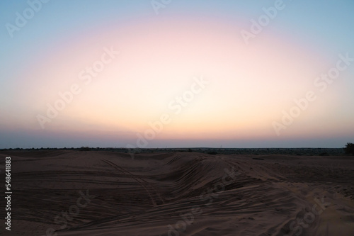 View of Thar desert sand dunes , pre dawn light before sun rise. Rajasthan, India.