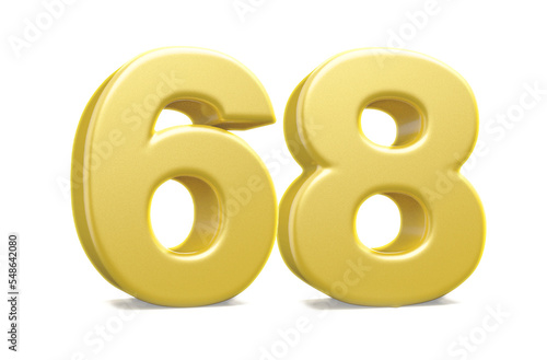 3d numbers 68 golden render