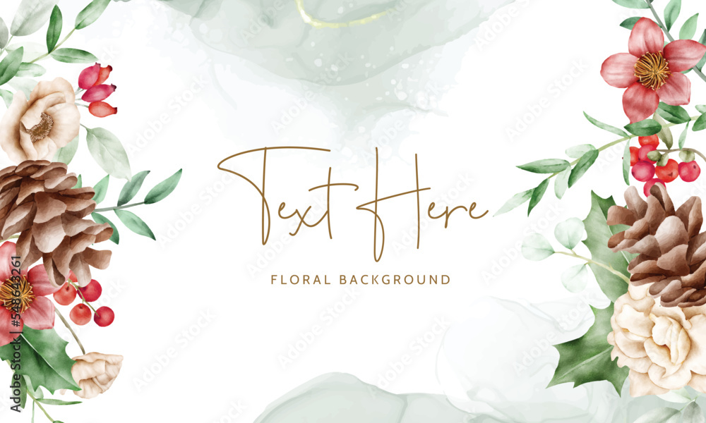 beautiful watercolor floral background with flower and ornamen