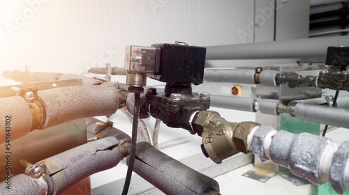 Tableau sur toile Electric coil Solenoid valve  to control water cold  line in pipe water pressure