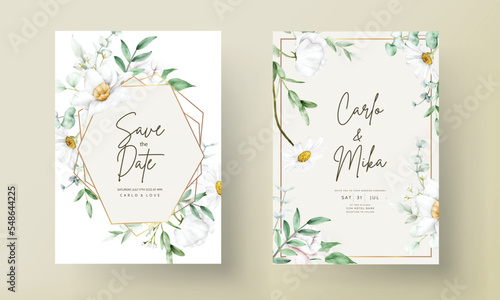 Wedding white floral invitation template