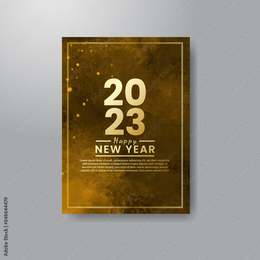 Happy new year 2023 card template with watercolor background Happy new year 2023 card template with watercolor background