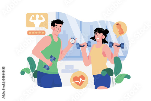 Fitness Coucher Training Woman In Gym